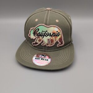 California Big Bear Cap Green | CA Baseball Snapback Hat Sun Hiking